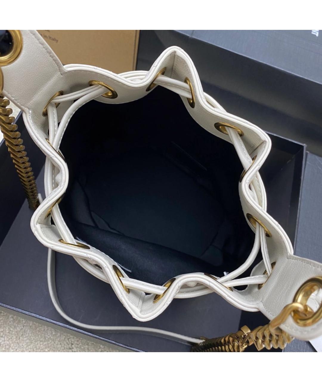 SAINT LAURENT Белая кожаная сумка через плечо, фото 4