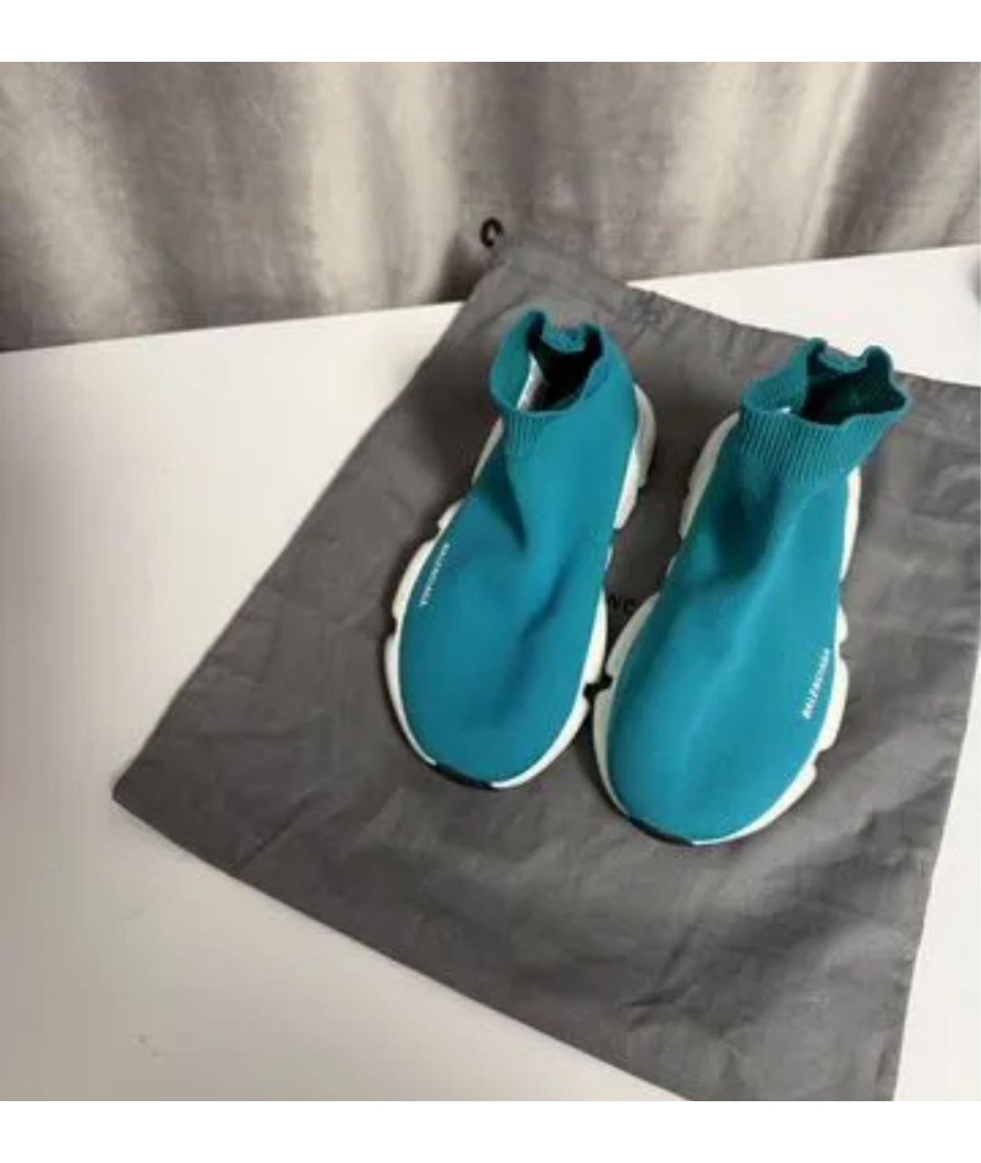 BALENCIAGA KIDS Бирюзовые текстильные кеды, фото 2