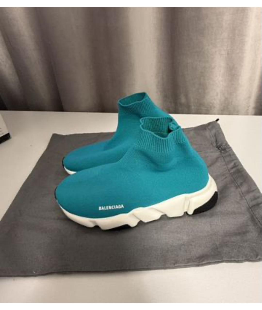 BALENCIAGA KIDS Бирюзовые текстильные кеды, фото 4