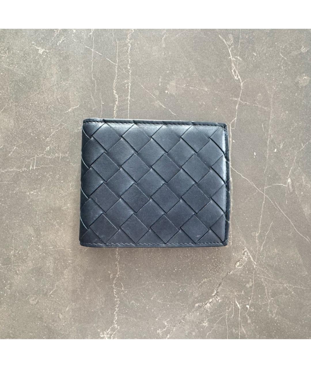 BOTTEGA VENETA Темно-синий кожаный кошелек, фото 8