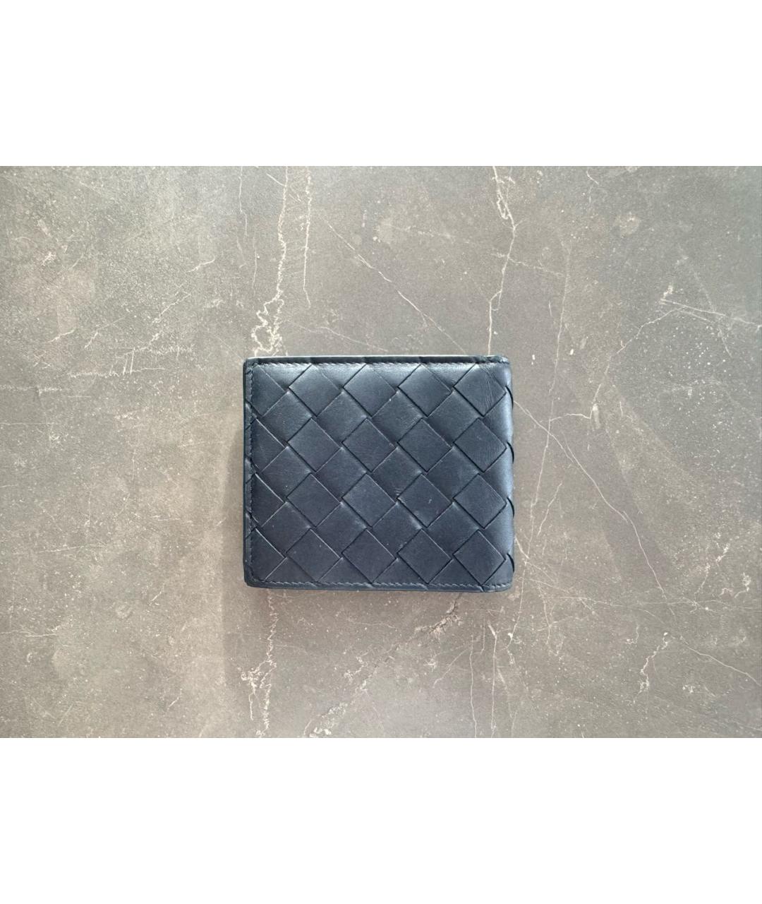 BOTTEGA VENETA Темно-синий кожаный кошелек, фото 2