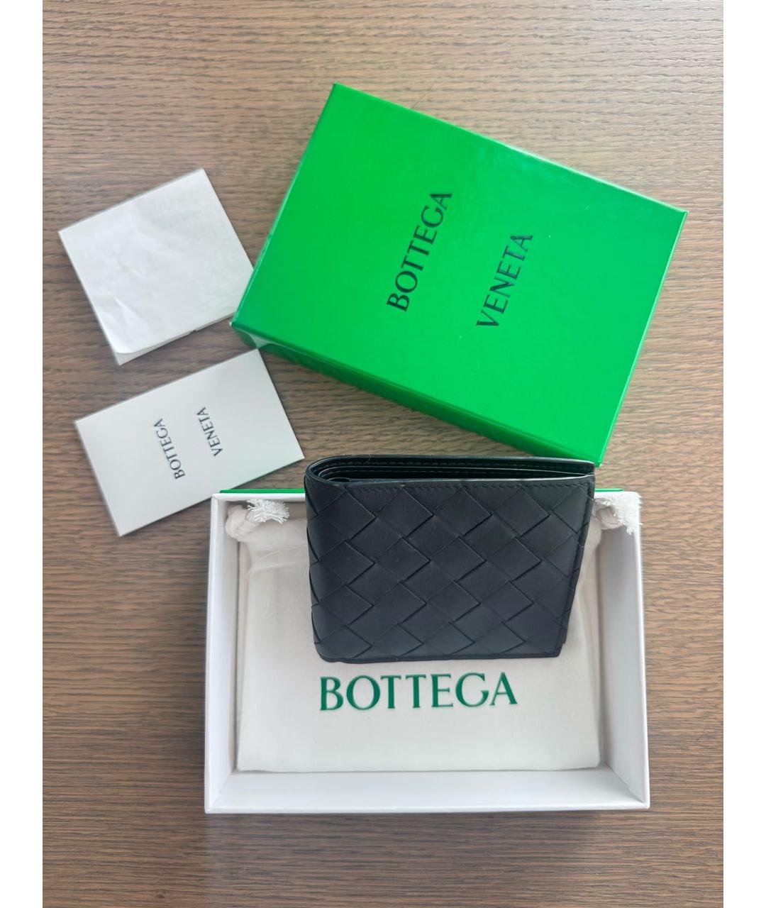 BOTTEGA VENETA Темно-синий кожаный кошелек, фото 4