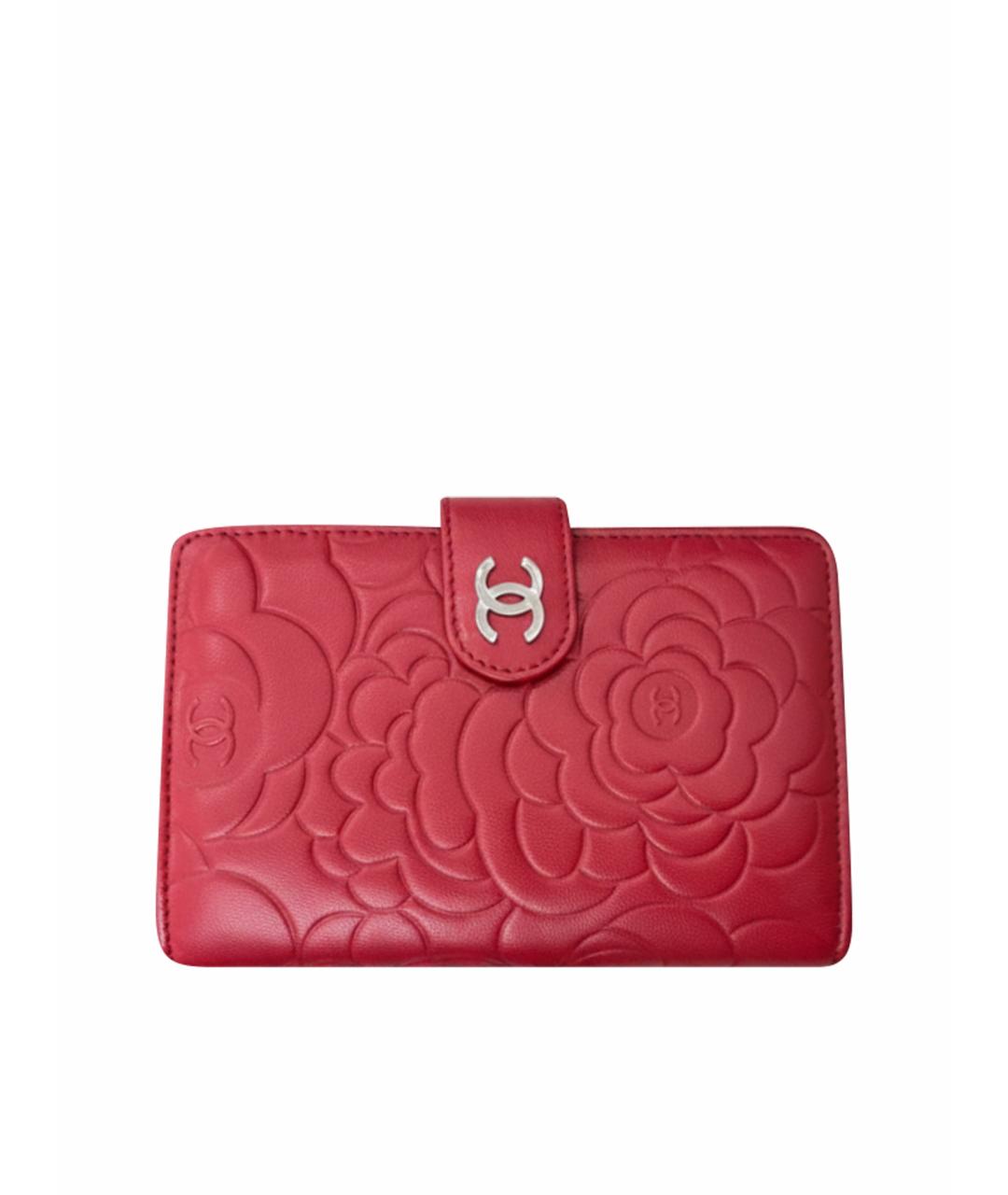 CHANEL Красный кожаный кошелек, фото 1