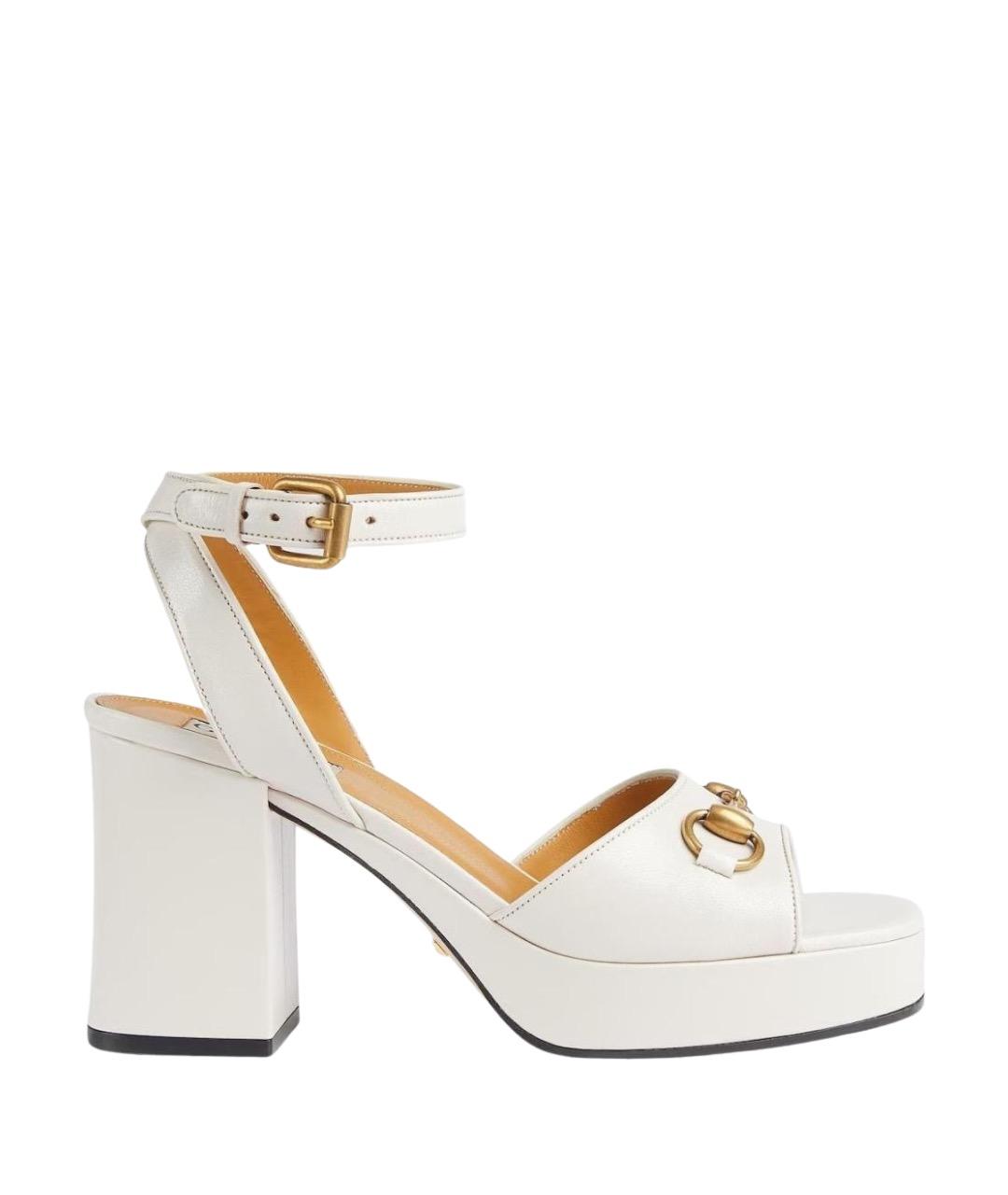 GUCCI Белые кожаные сандалии, фото 1