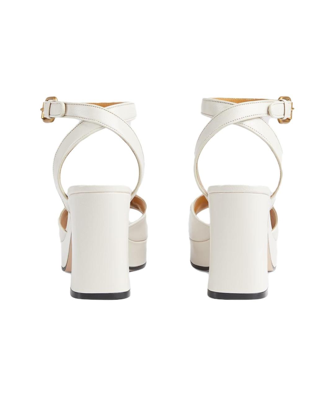 GUCCI Белые кожаные сандалии, фото 4