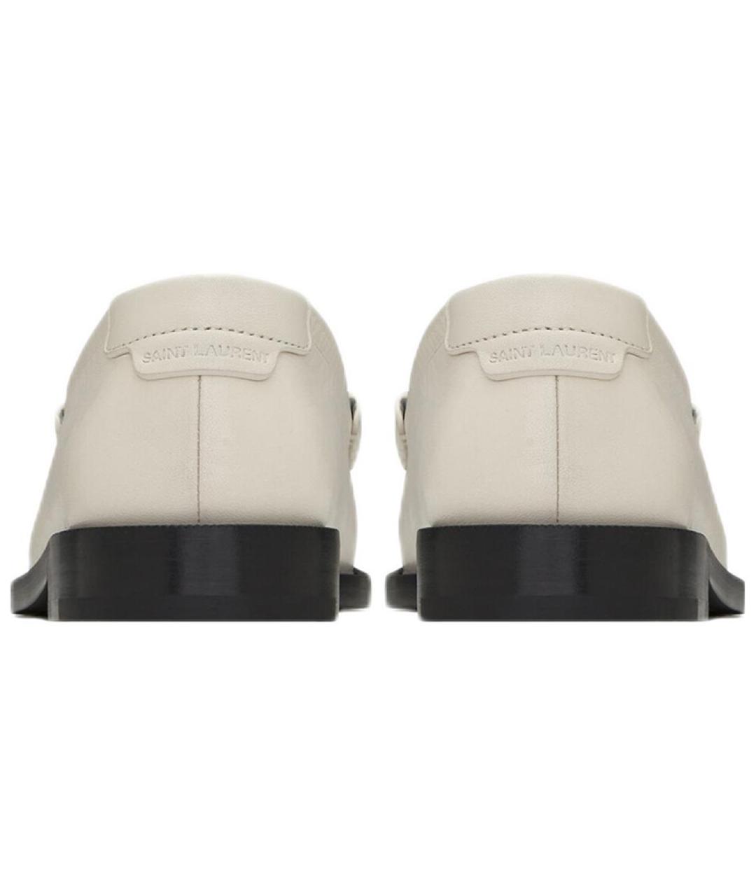 SAINT LAURENT Белые кожаные лоферы, фото 4