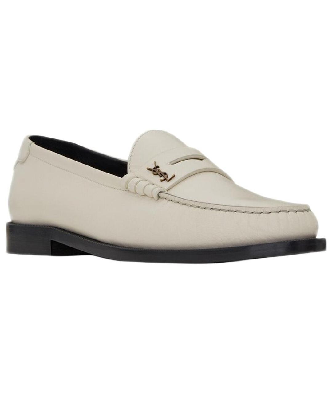 SAINT LAURENT Белые кожаные лоферы, фото 2