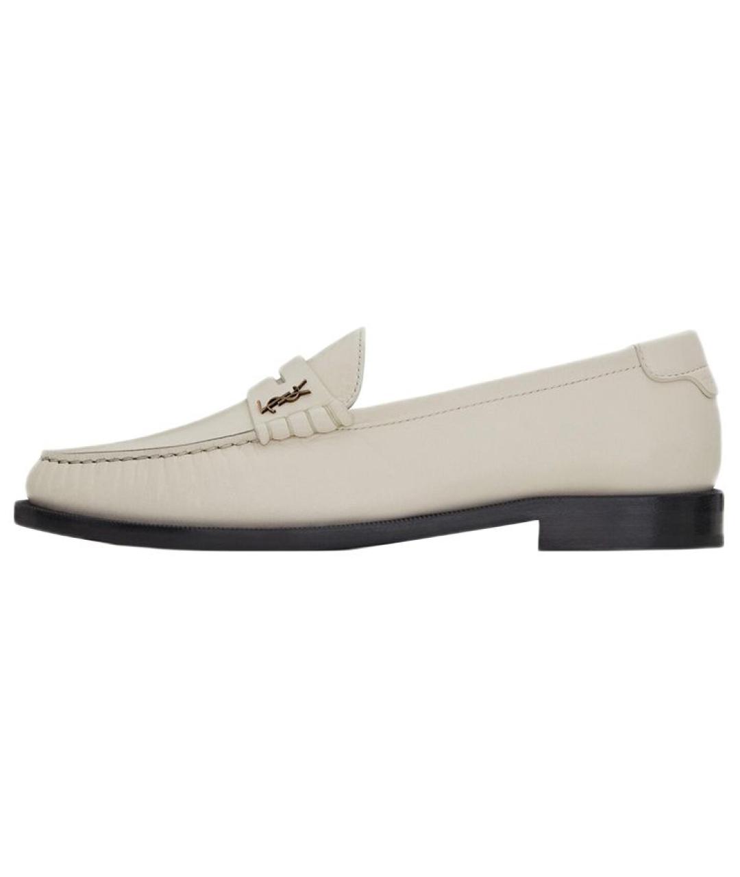 SAINT LAURENT Белые кожаные лоферы, фото 6