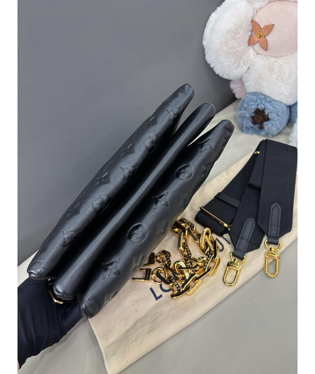 LOUIS VUITTON Черная кожаная сумка через плечо, фото 5