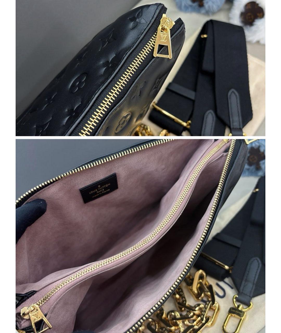 LOUIS VUITTON Черная кожаная сумка через плечо, фото 6