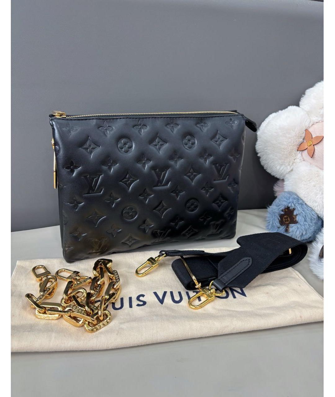 LOUIS VUITTON Черная кожаная сумка через плечо, фото 8