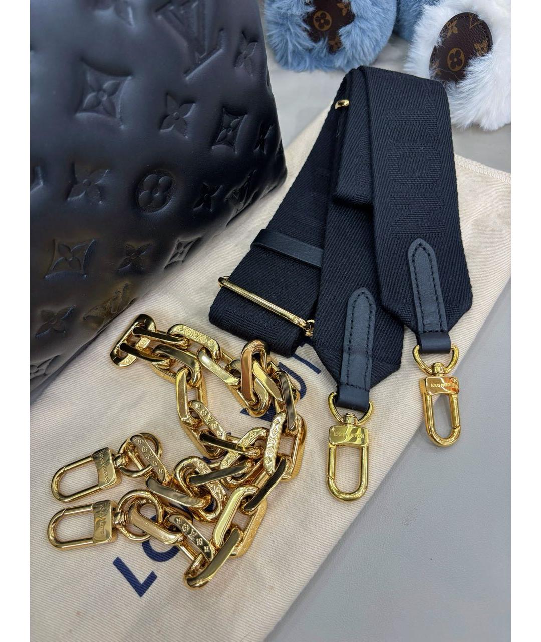 LOUIS VUITTON Черная кожаная сумка через плечо, фото 7