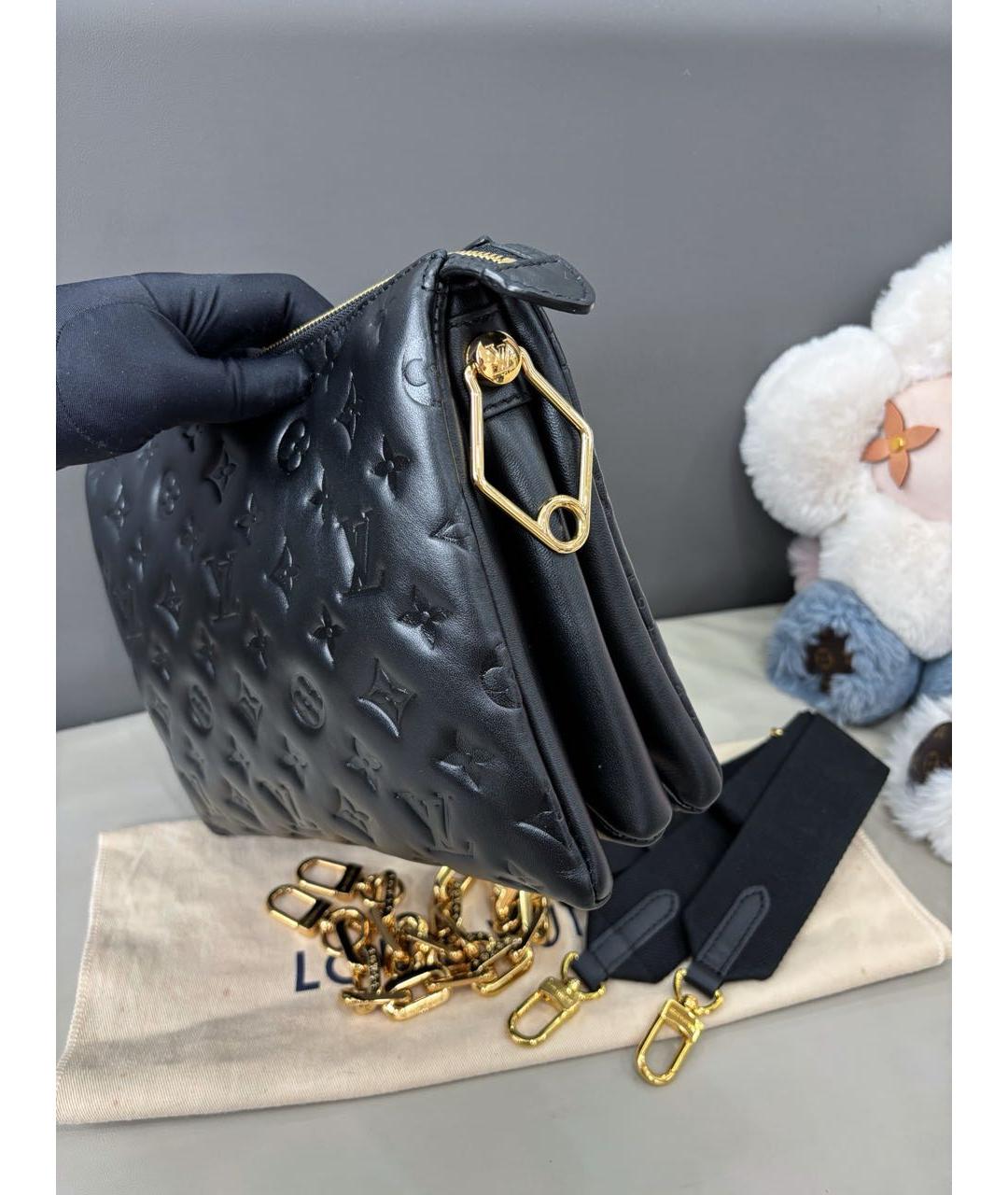 LOUIS VUITTON Черная кожаная сумка через плечо, фото 3