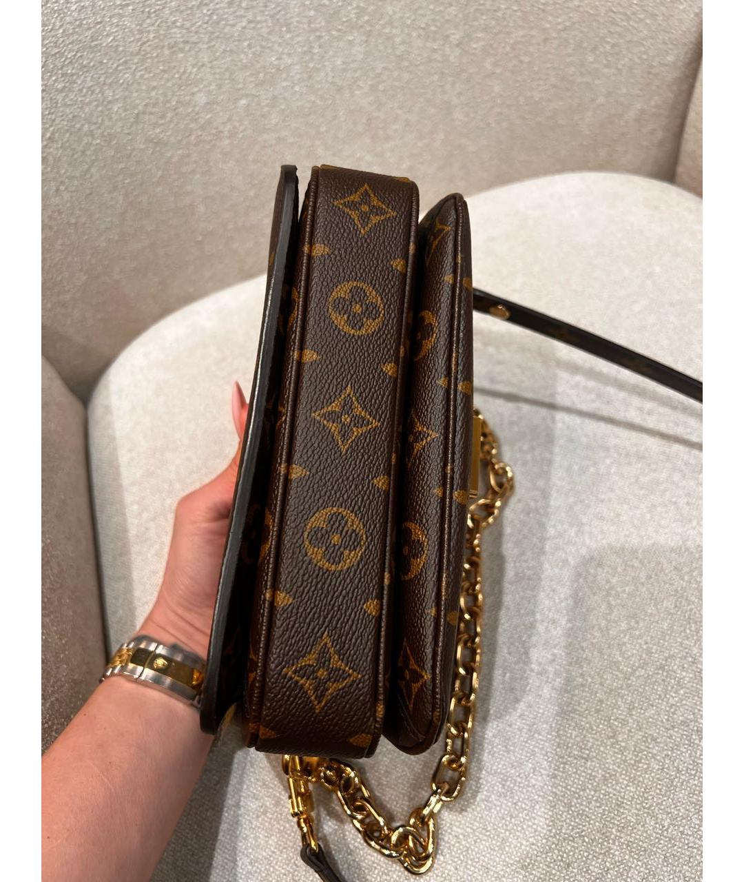 LOUIS VUITTON Коричневая кожаная сумка через плечо, фото 7
