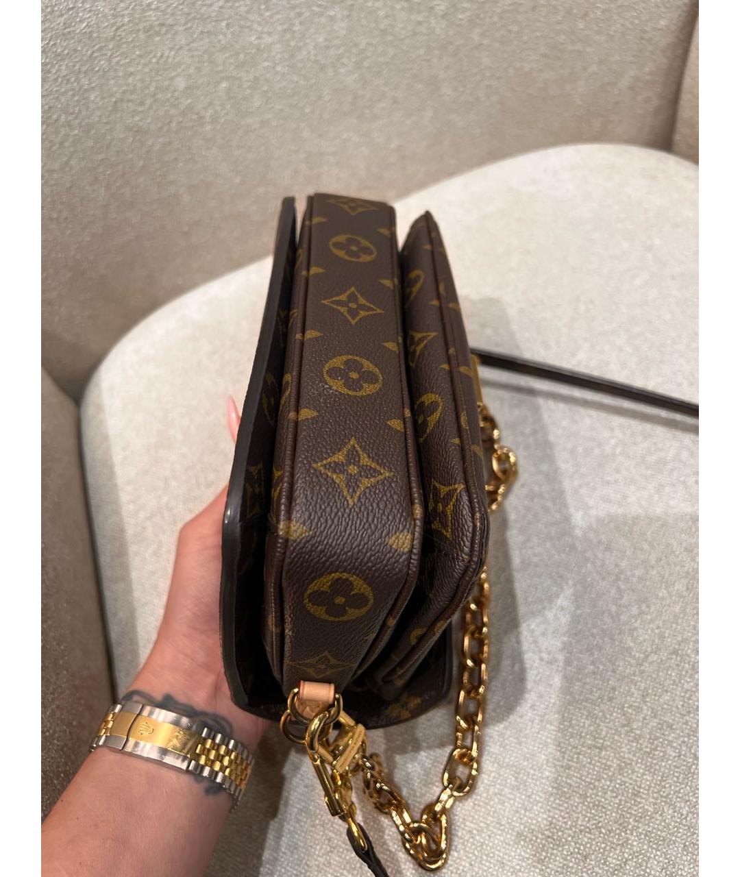 LOUIS VUITTON Коричневая кожаная сумка через плечо, фото 6