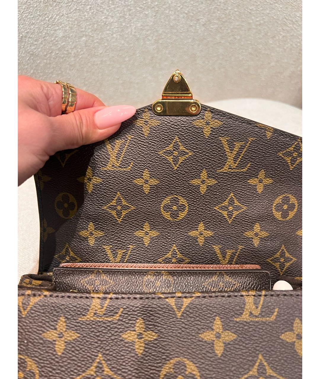 LOUIS VUITTON Коричневая кожаная сумка через плечо, фото 4