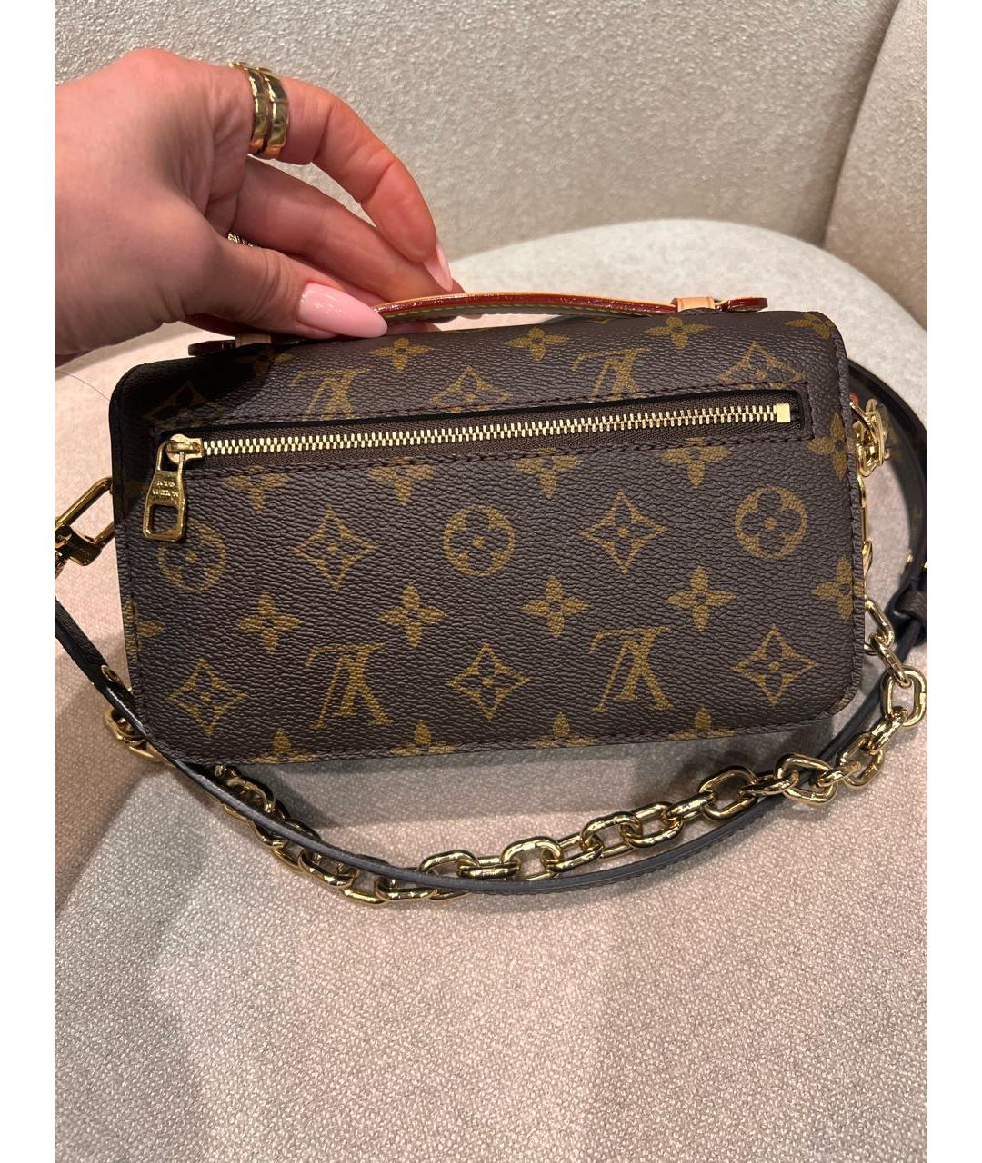 LOUIS VUITTON Коричневая кожаная сумка через плечо, фото 3