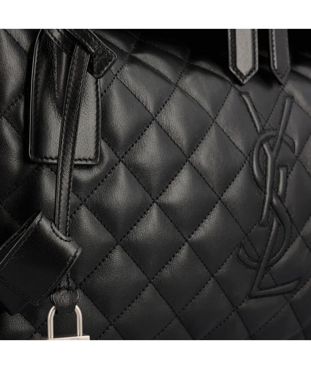 SAINT LAURENT Черная кожаная дорожная/спортивная сумка, фото 4