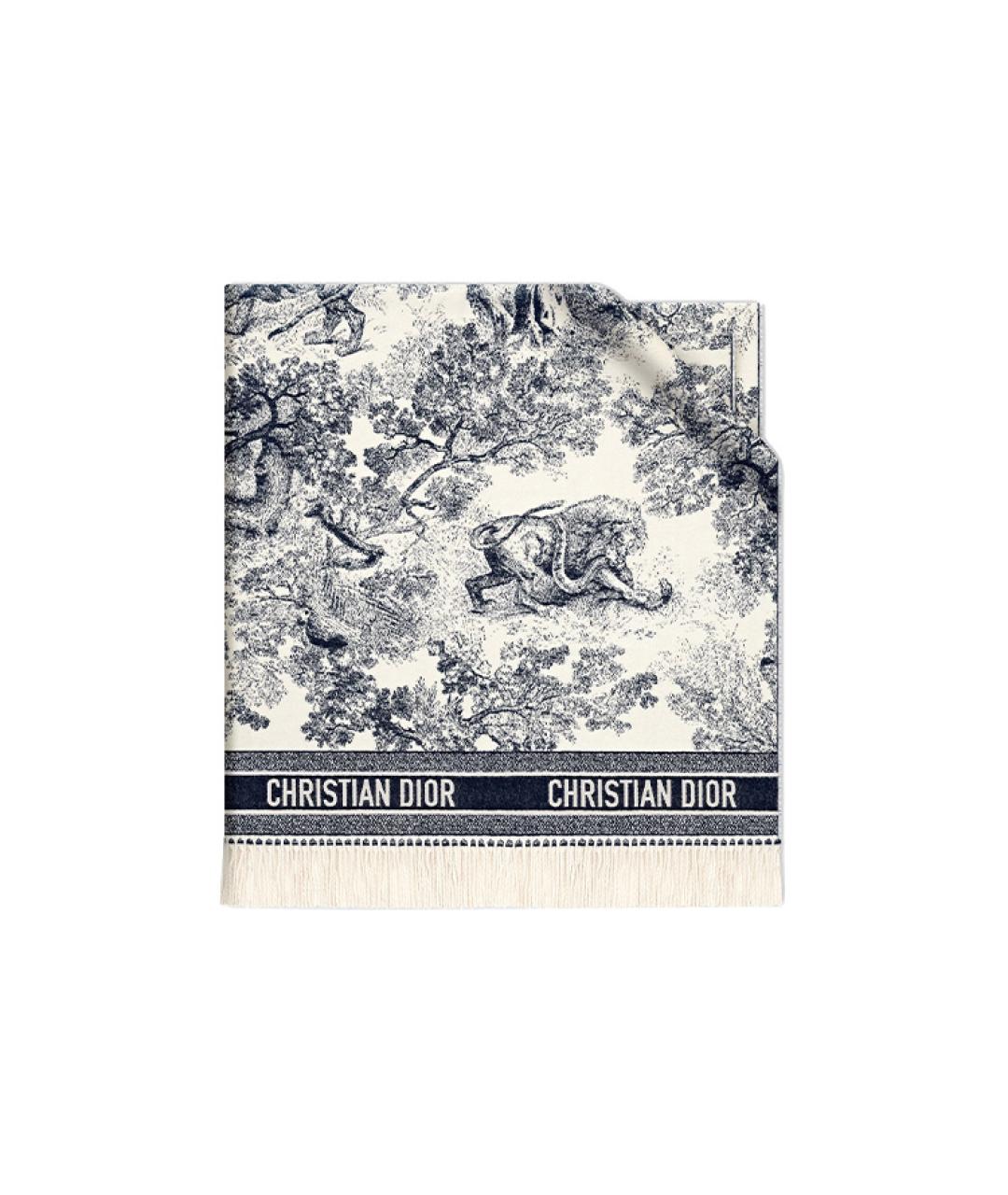 CHRISTIAN DIOR Синий кашемировый платок, фото 3