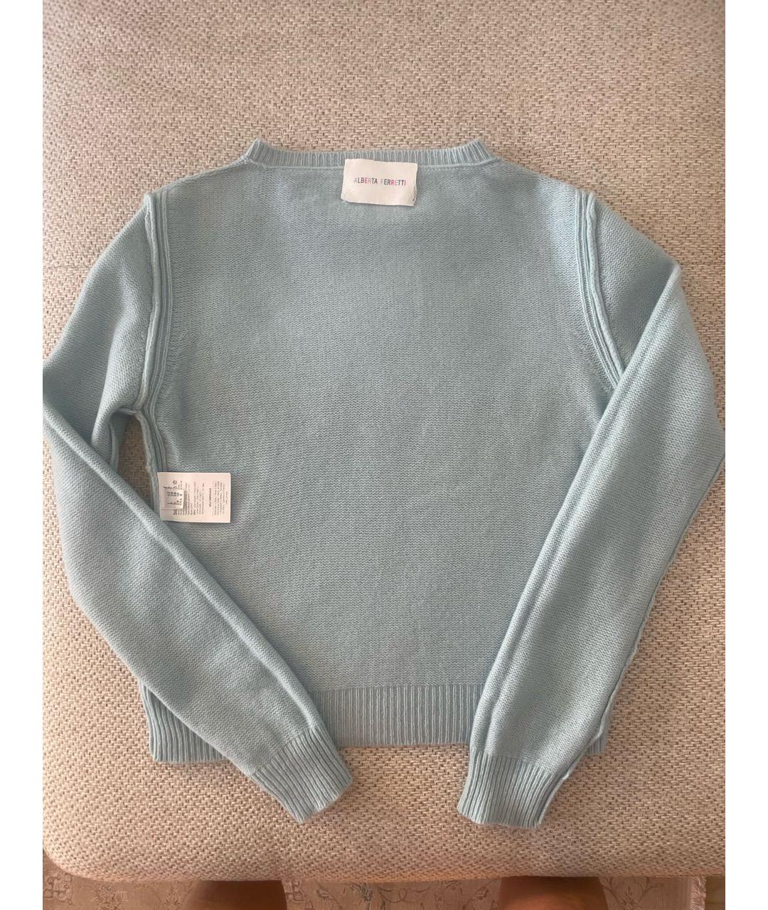 ALBERTA FERRETTI Голубой шерстяной джемпер / свитер, фото 3