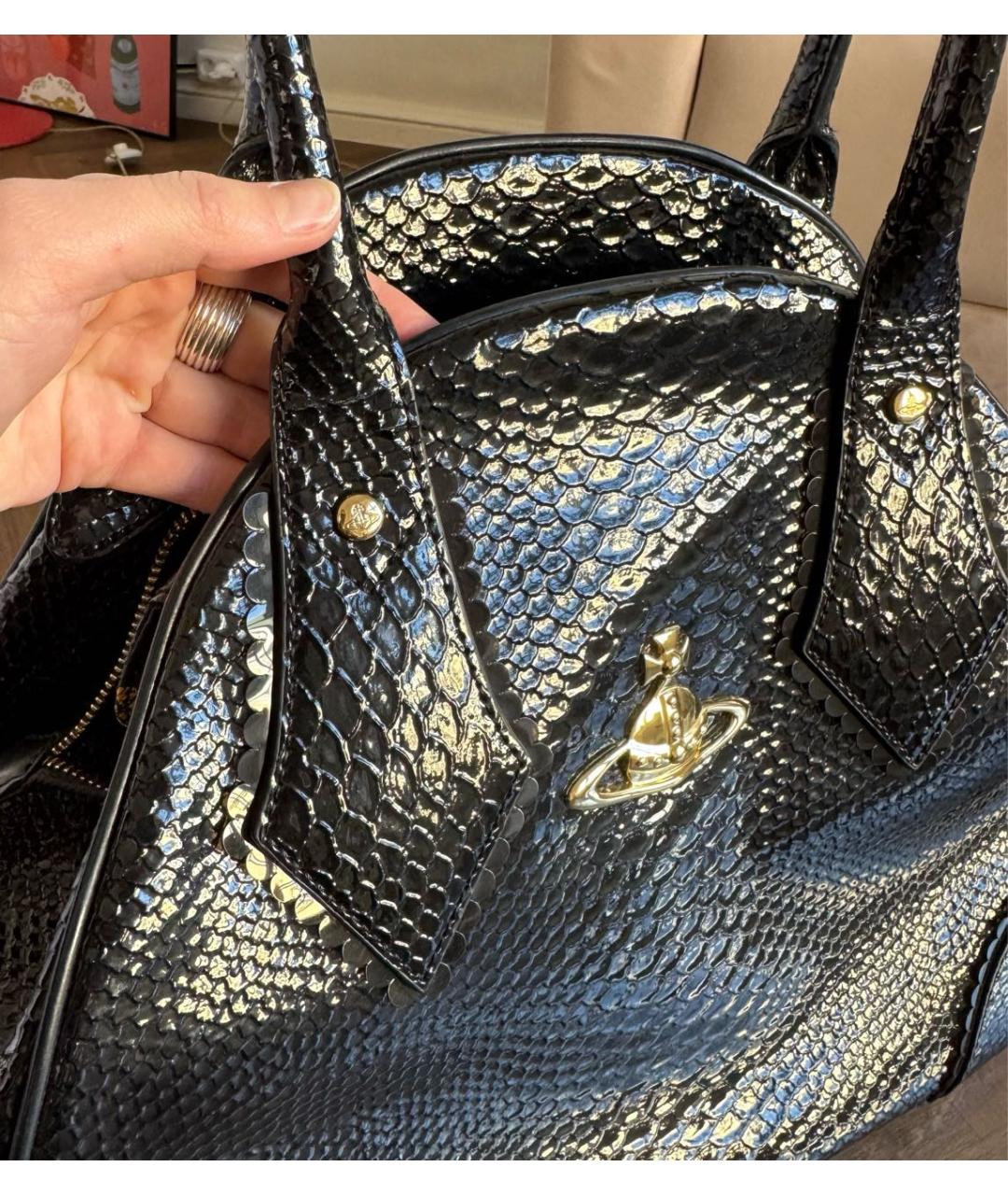 VIVIENNE WESTWOOD Черная сумка тоут из искусственной кожи, фото 5