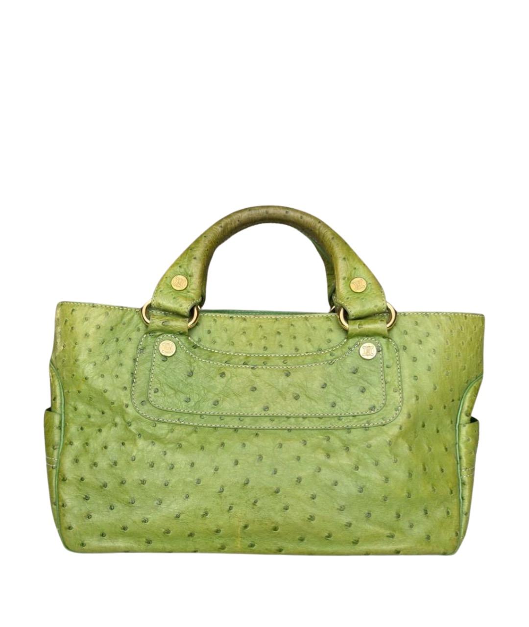 CELINE Зеленая сумка с короткими ручками из экзотической кожи, фото 1