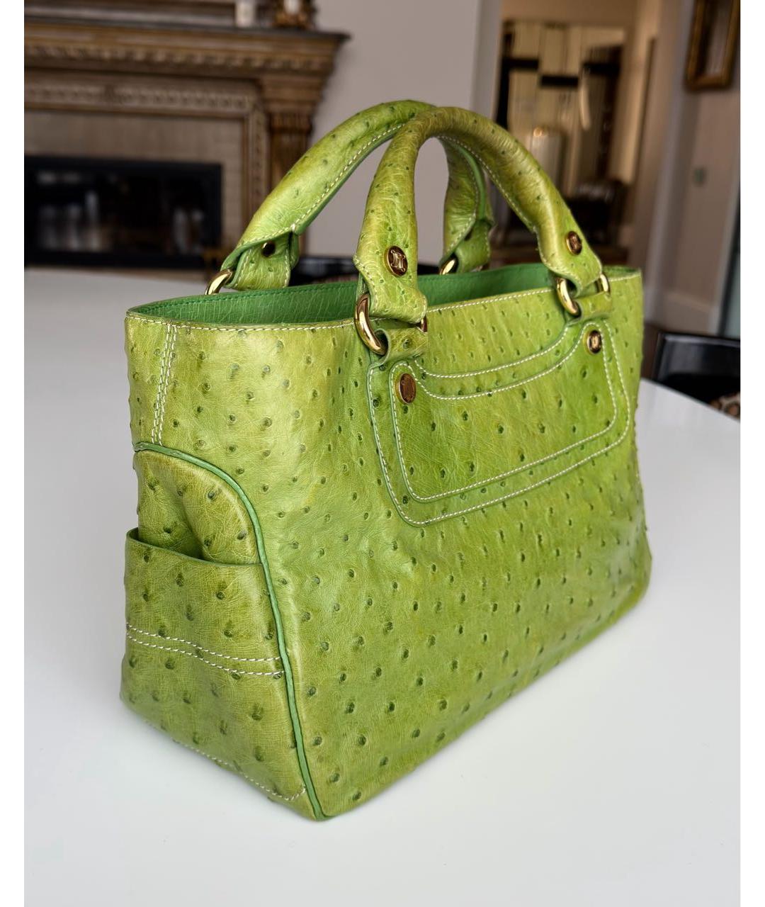 CELINE Зеленая сумка с короткими ручками из экзотической кожи, фото 2