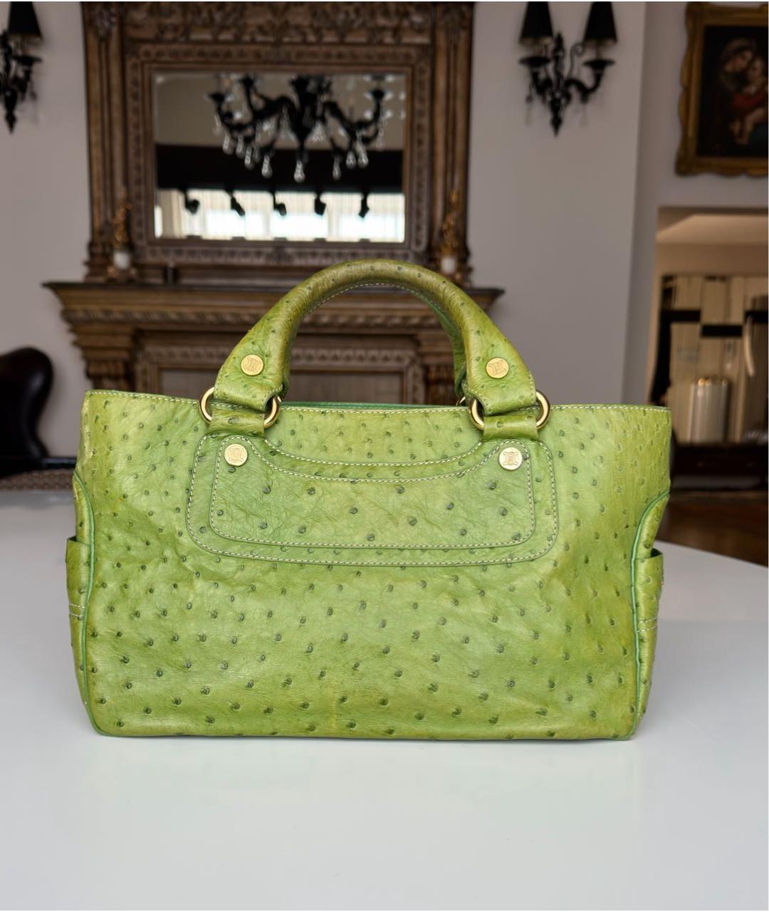 CELINE Зеленая сумка с короткими ручками из экзотической кожи, фото 5