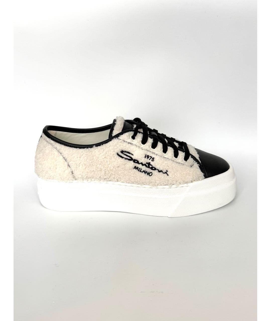 SANTONI Бежевые текстильные кеды, фото 5