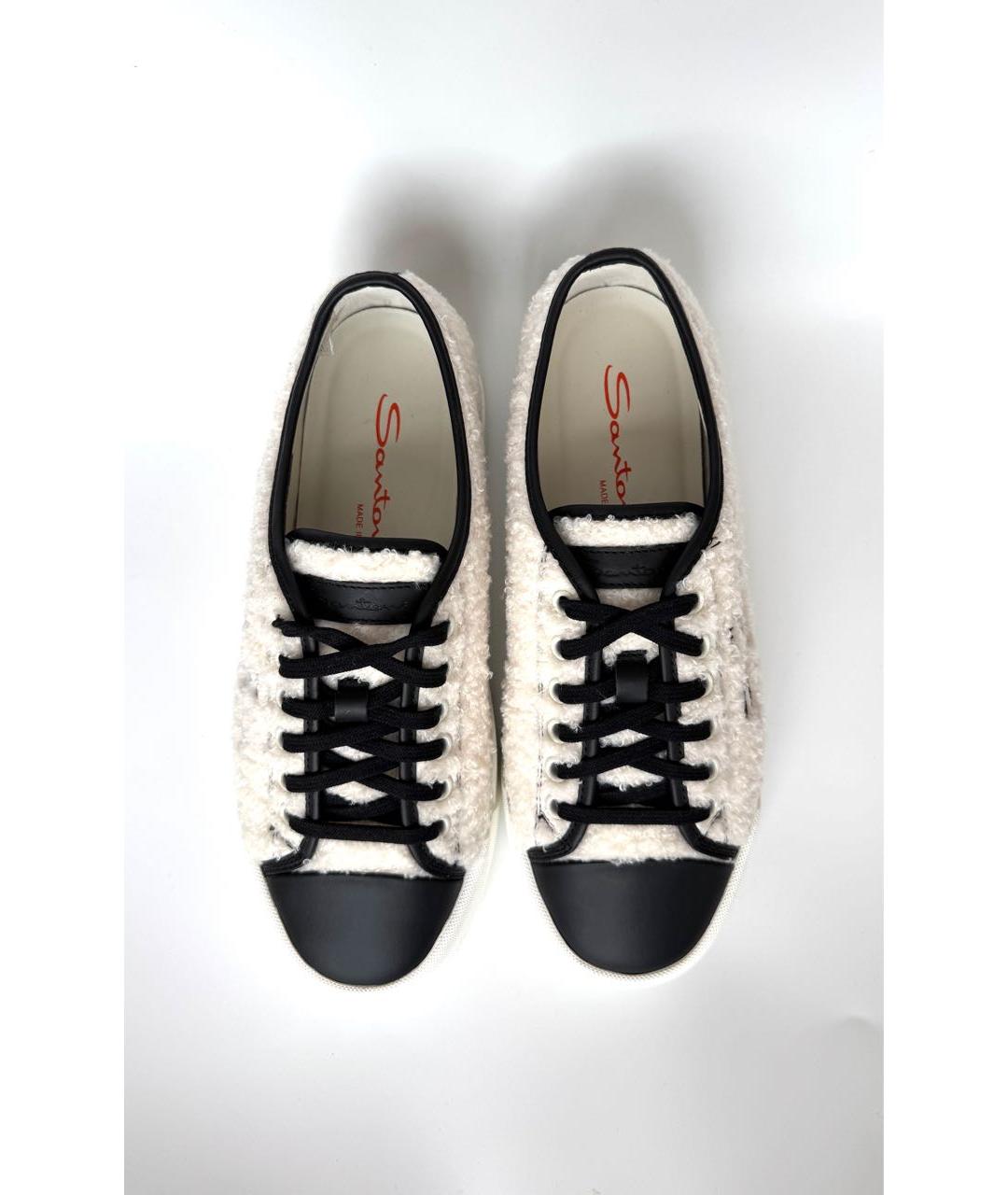 SANTONI Бежевые текстильные кеды, фото 3