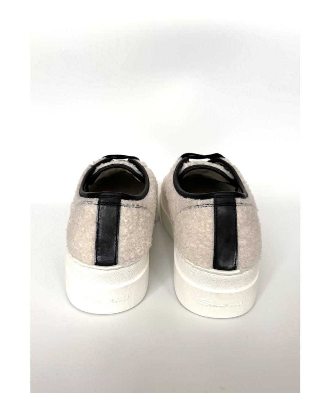 SANTONI Бежевые текстильные кеды, фото 4