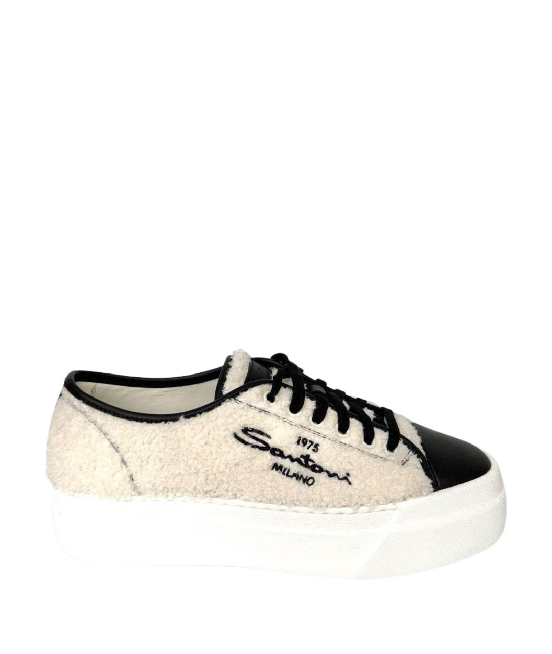 SANTONI Бежевые текстильные кеды, фото 1