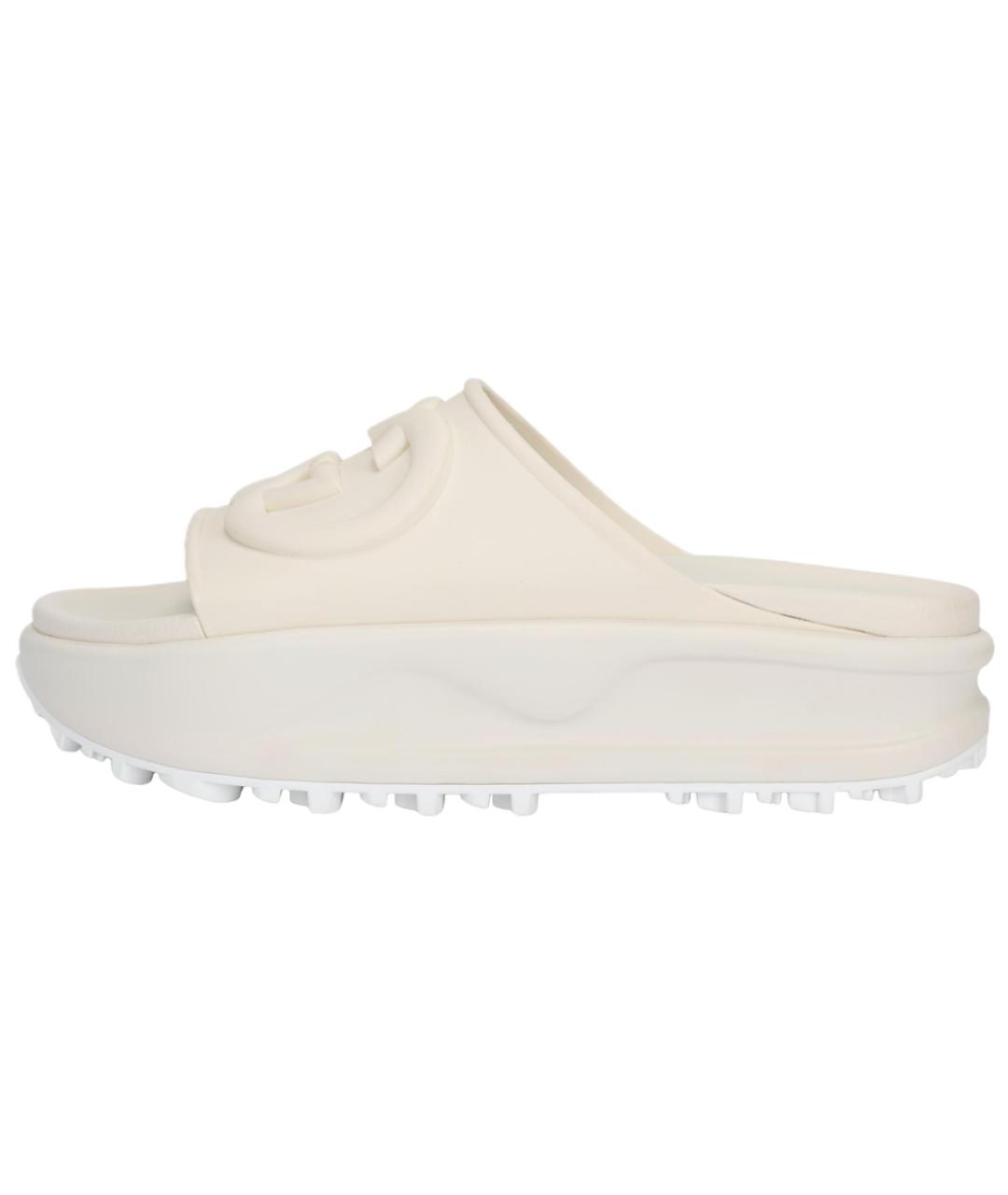 GUCCI Белые резиновые шлепанцы, фото 2