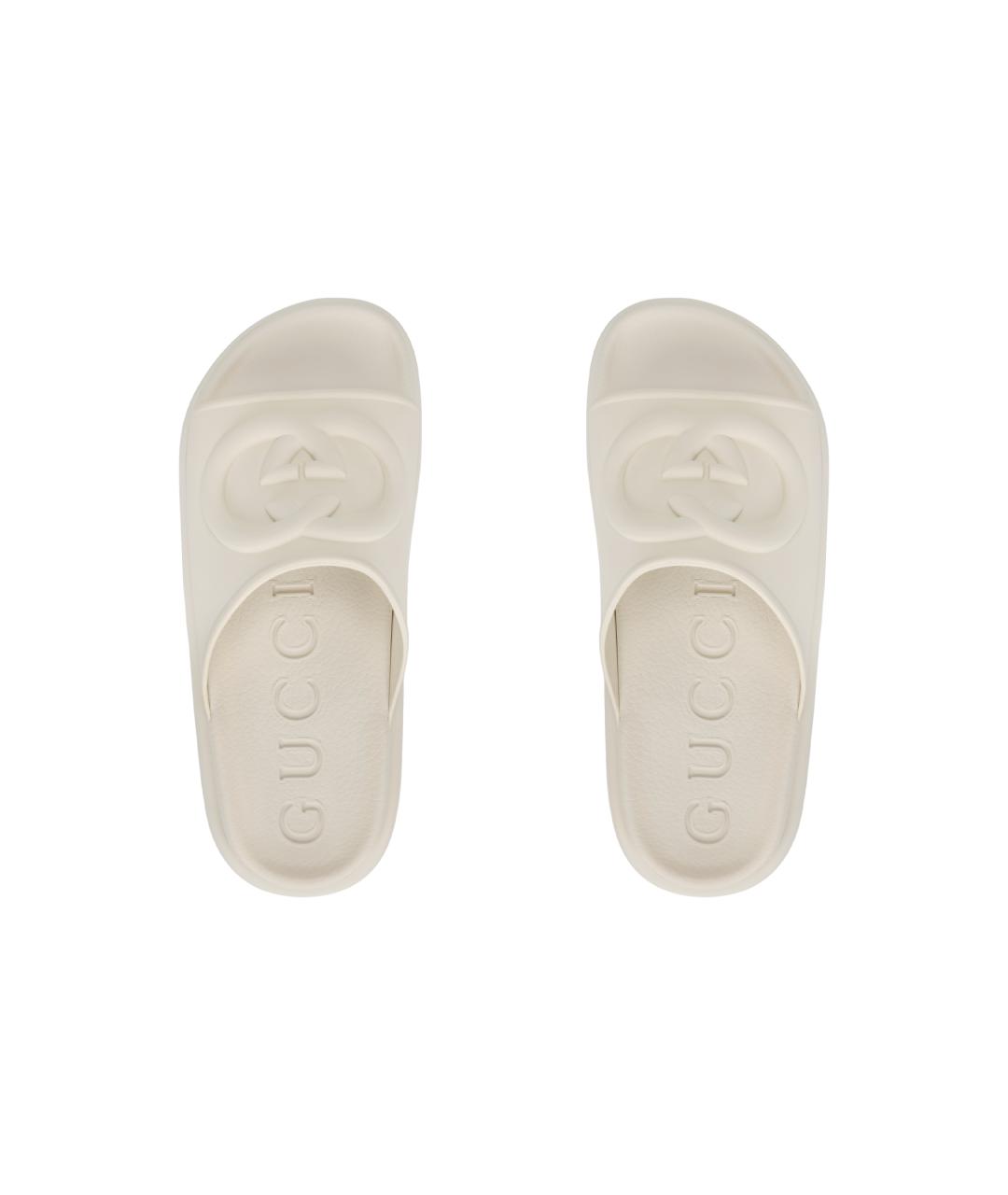 GUCCI Белые резиновые шлепанцы, фото 3