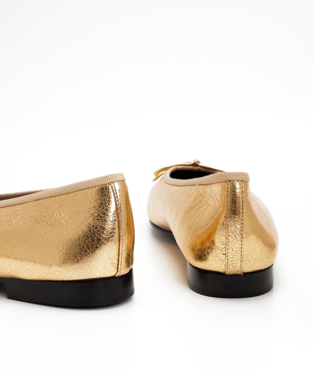 CHANEL Золотые кожаные балетки, фото 3