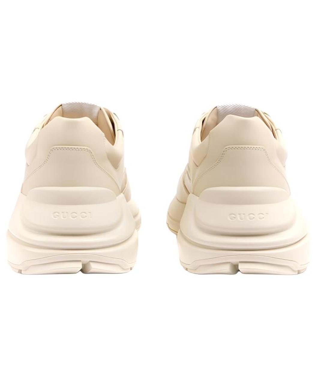 GUCCI Бежевые кожаные высокие кроссовки / кеды, фото 4