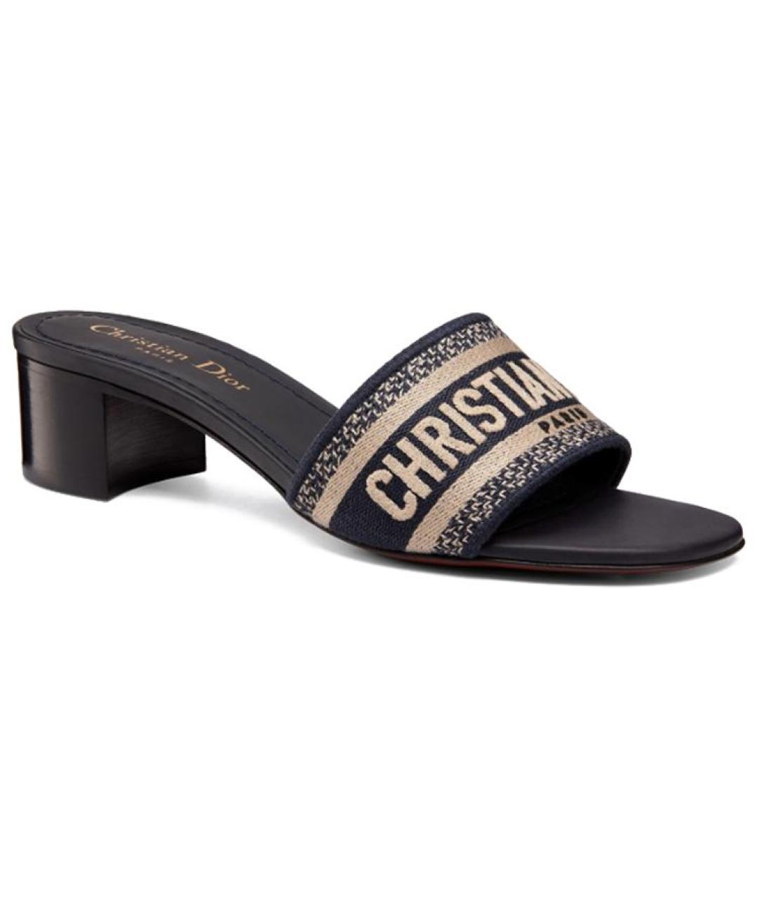 CHRISTIAN DIOR Темно-синие текстильные сандалии, фото 3