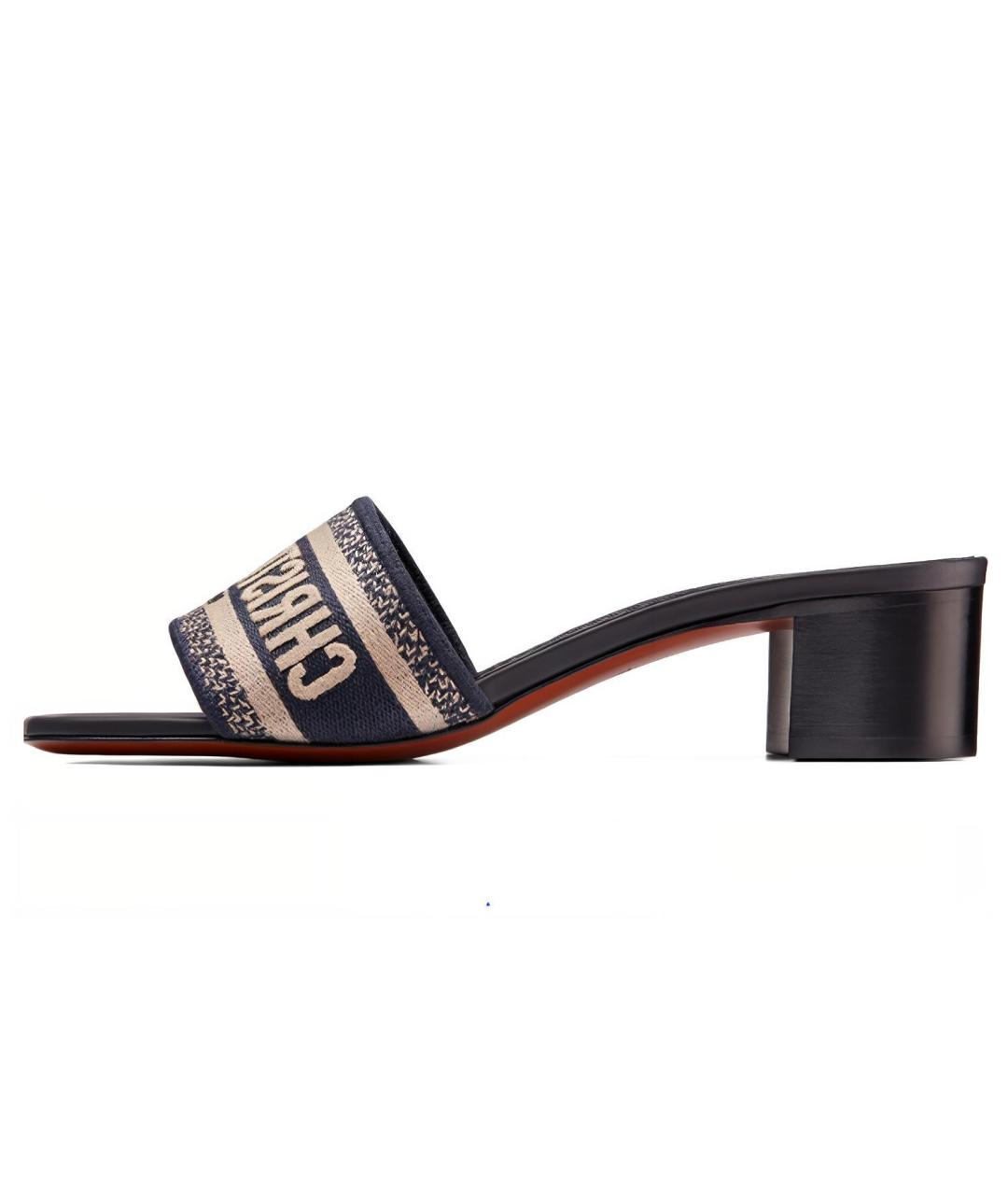 CHRISTIAN DIOR Темно-синие текстильные сандалии, фото 2