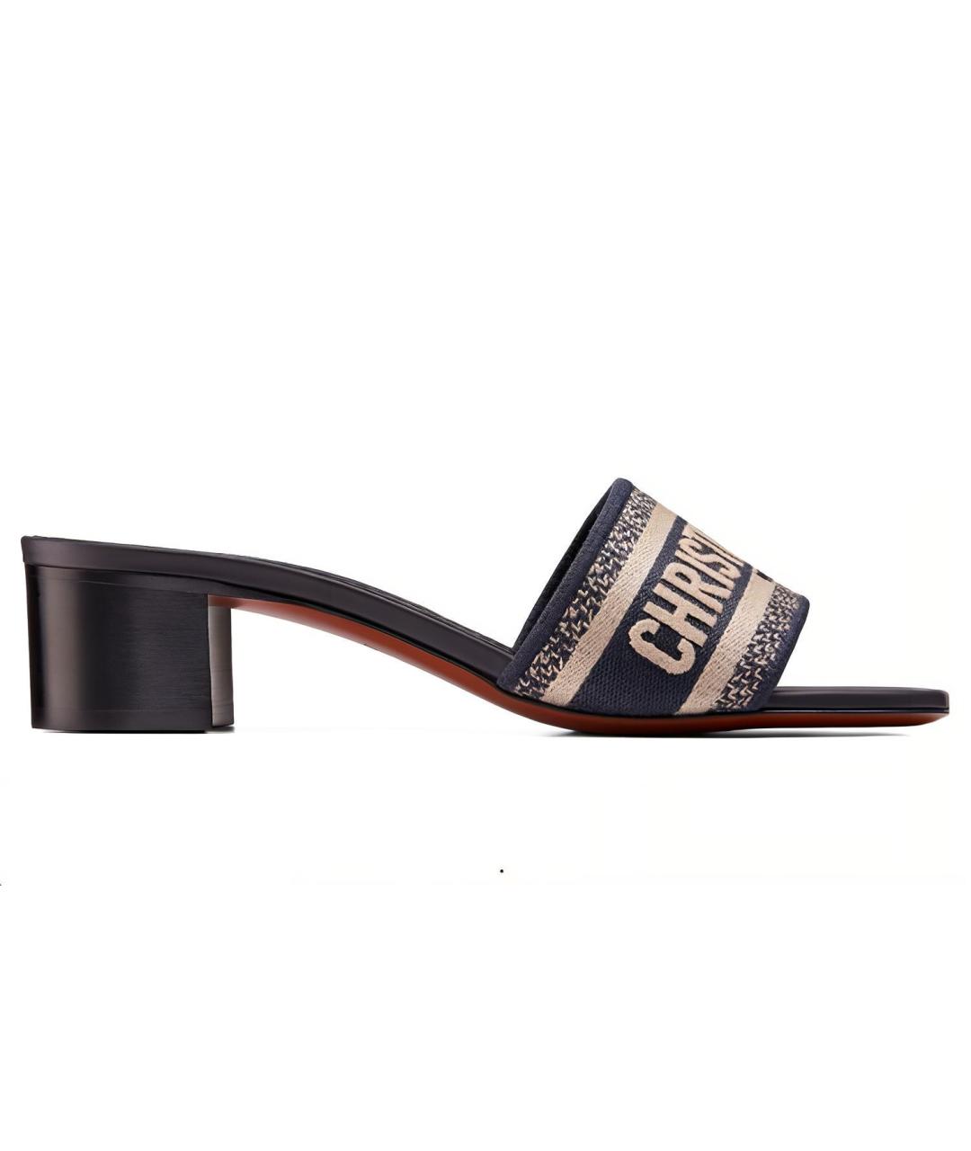CHRISTIAN DIOR Темно-синие текстильные сандалии, фото 5
