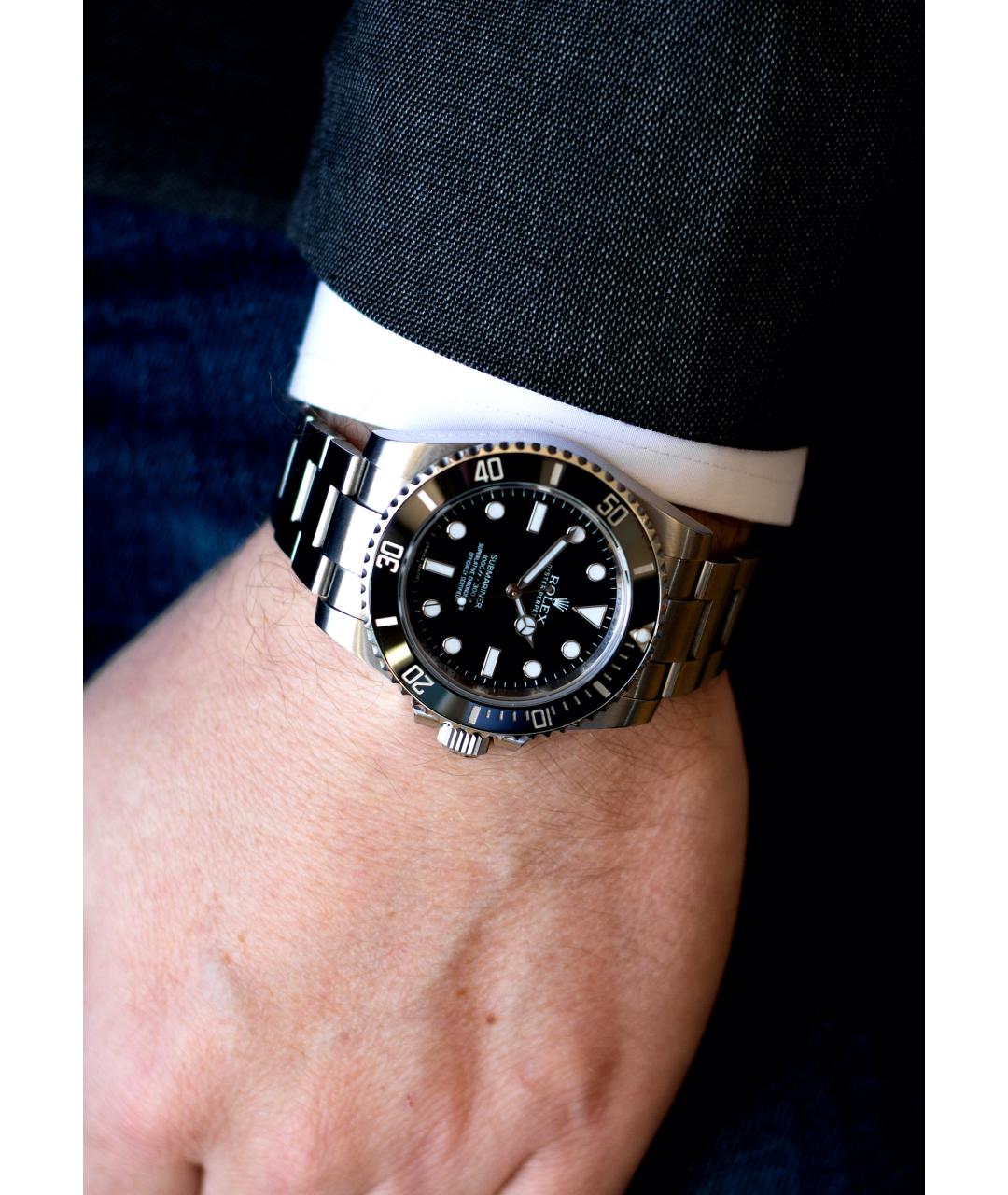 ROLEX Черные металлические часы, фото 3