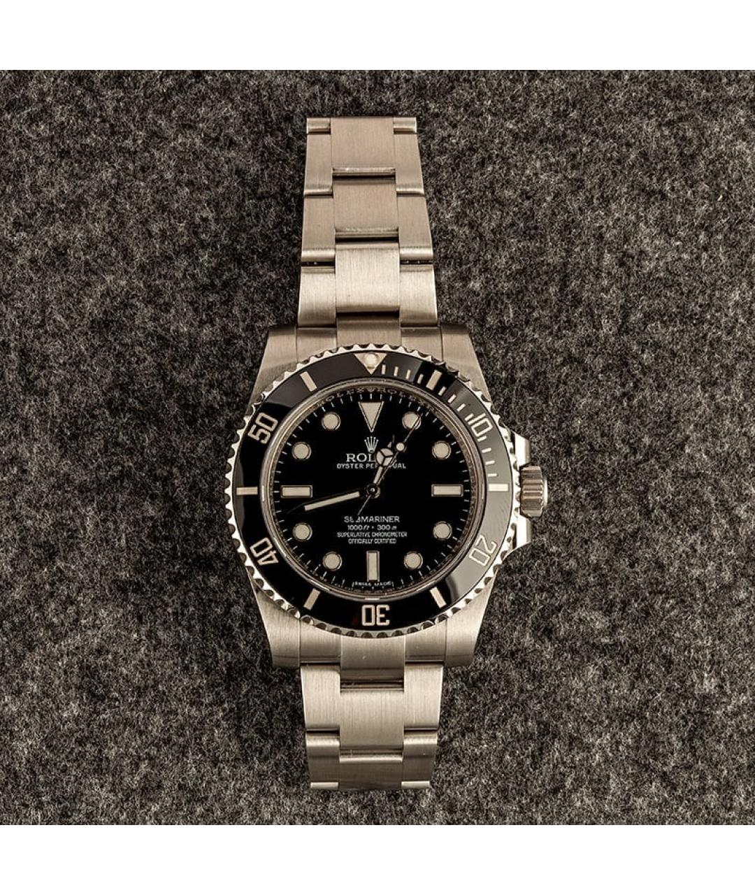 ROLEX Черные металлические часы, фото 2