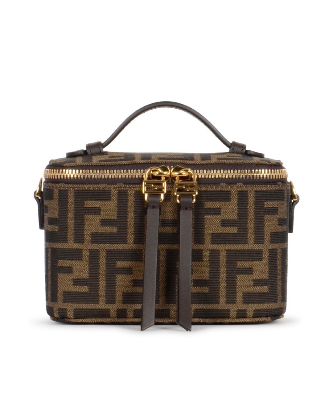 FENDI Коричневая жаккардовая сумка через плечо, фото 1