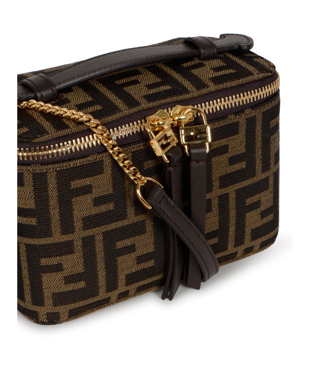 FENDI Коричневая жаккардовая сумка через плечо, фото 4