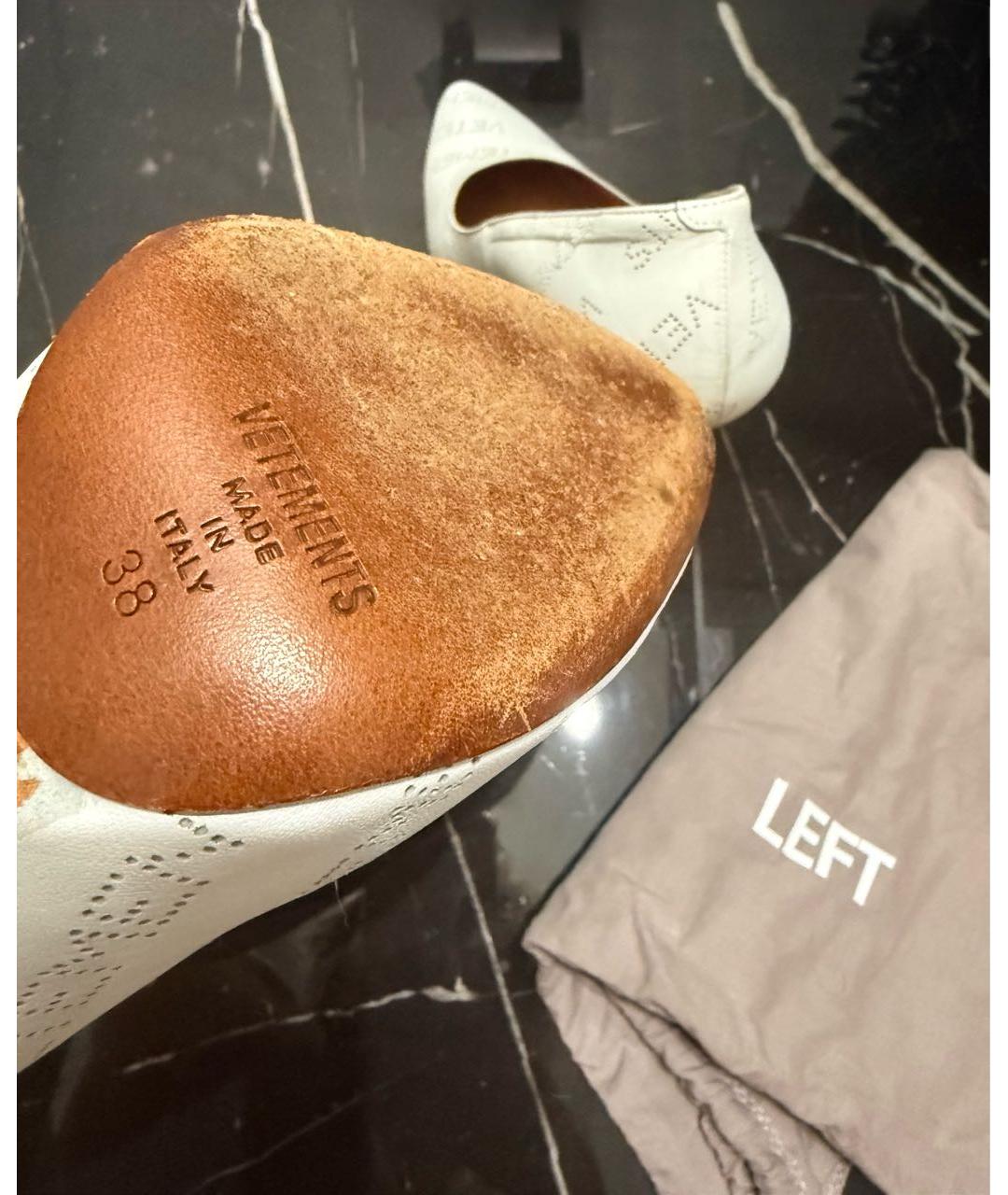 VETEMENTS Белые кожаные туфли, фото 8