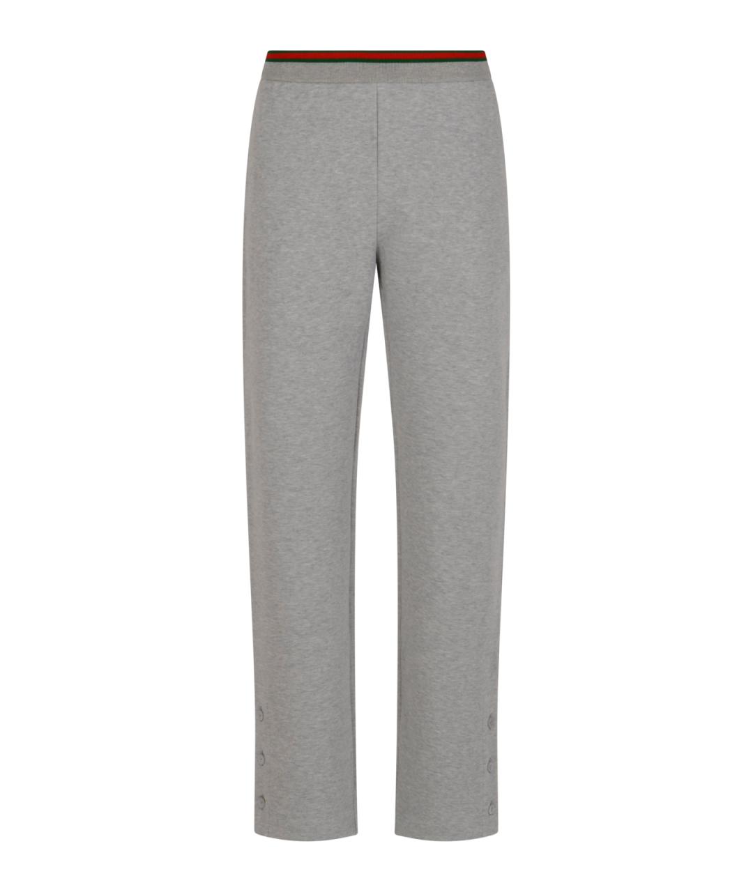 GUCCI Серые хлопковые прямые брюки, фото 1