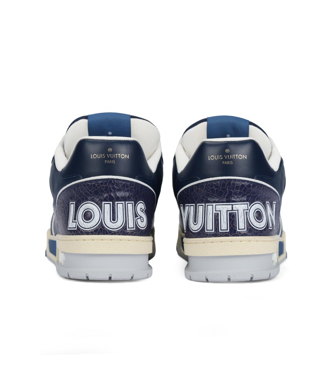 LOUIS VUITTON Синие кожаные низкие кроссовки / кеды, фото 4