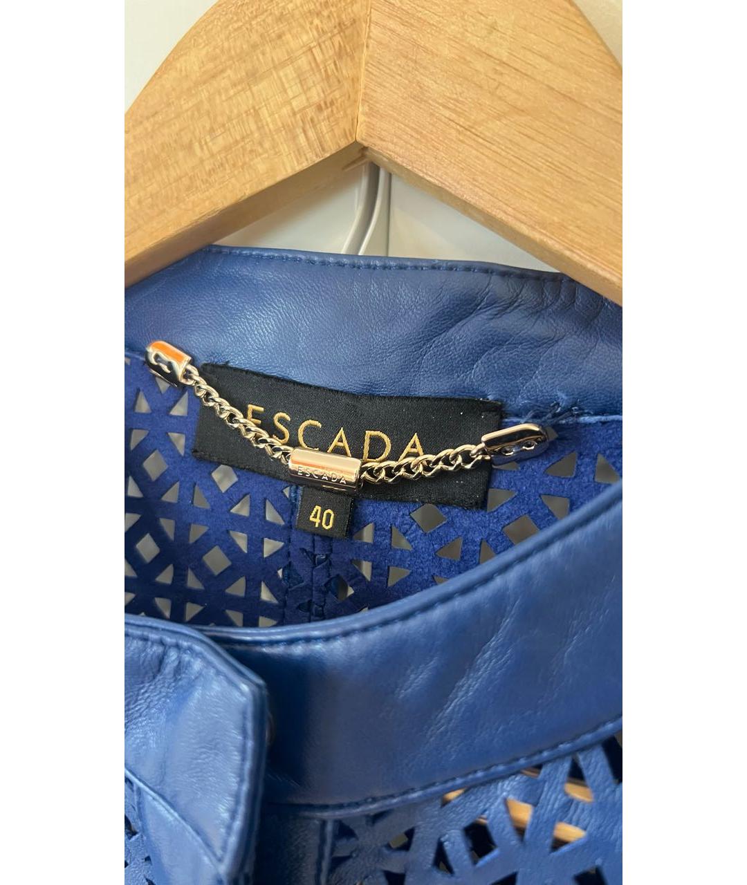 ESCADA Синий кожаный жакет/пиджак, фото 5