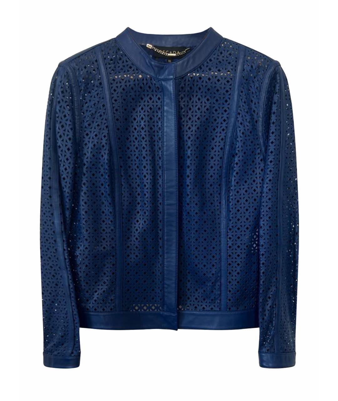ESCADA Синий кожаный жакет/пиджак, фото 1