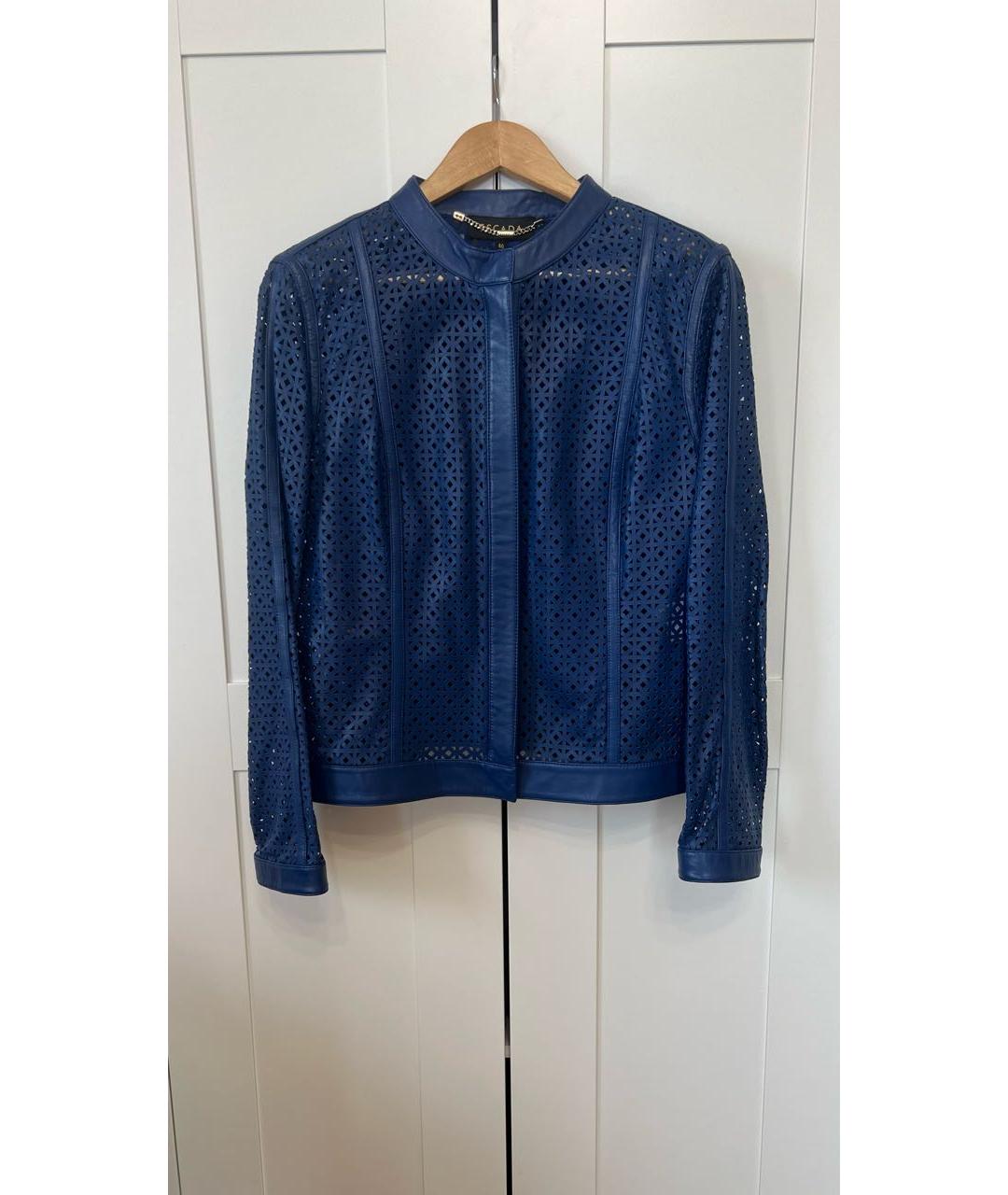 ESCADA Синий кожаный жакет/пиджак, фото 7