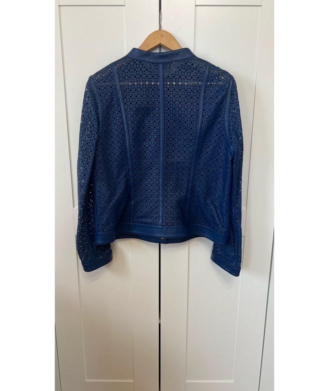 ESCADA Синий кожаный жакет/пиджак, фото 2